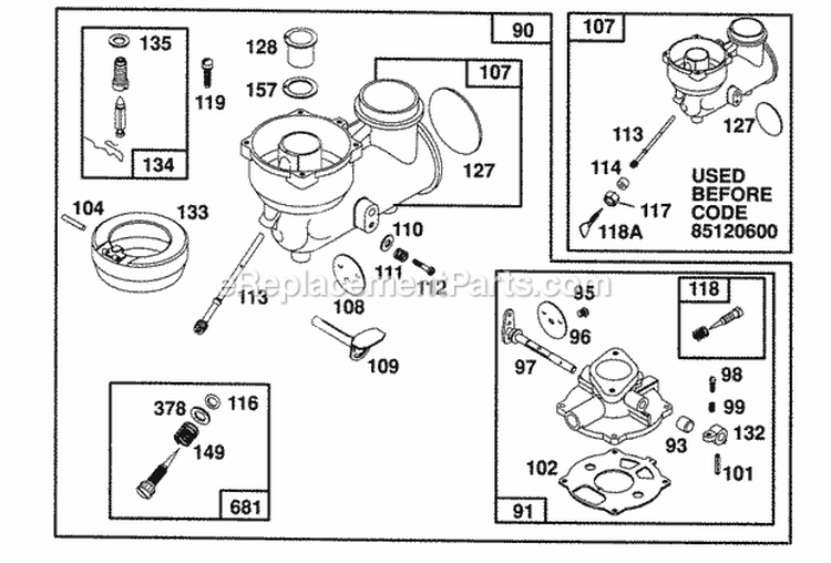 Carburetor Assembly Diagram and Parts List for 082331-0162-01  Briggs and Stratton Engine